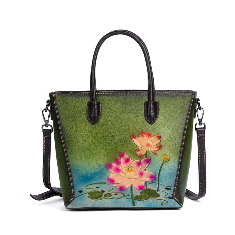 Retro Women's First-Layer Cowhide Handbag THRU7