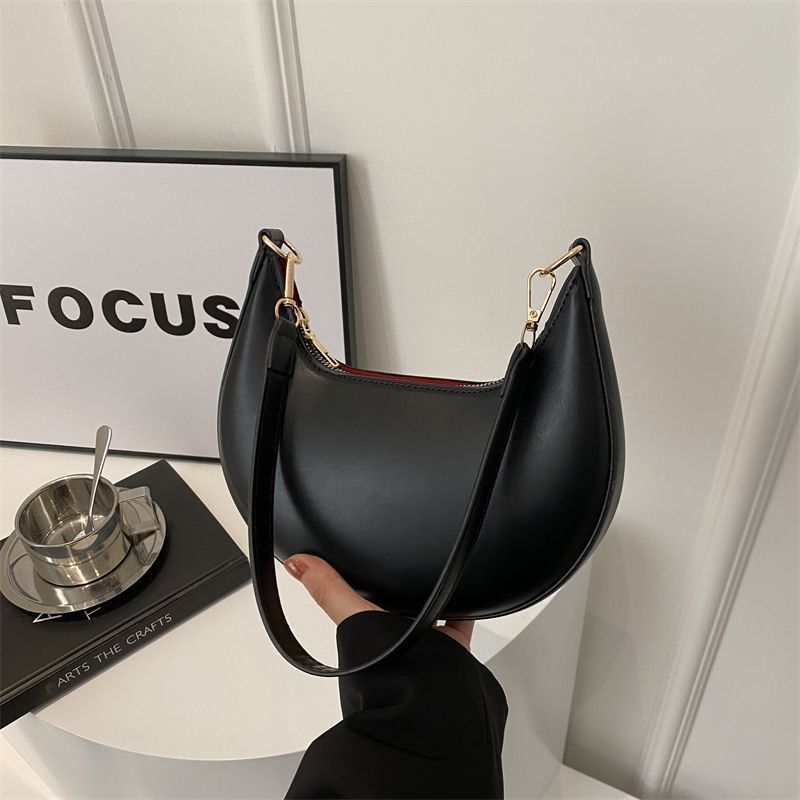 Niche Crescent New Simple All-Match Textured Shoulder Bag For Women THRU7
