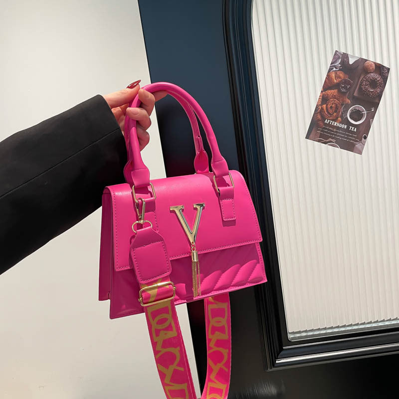 Womens Fashion Solid-Color Tassel Crossbody Bag THRU7