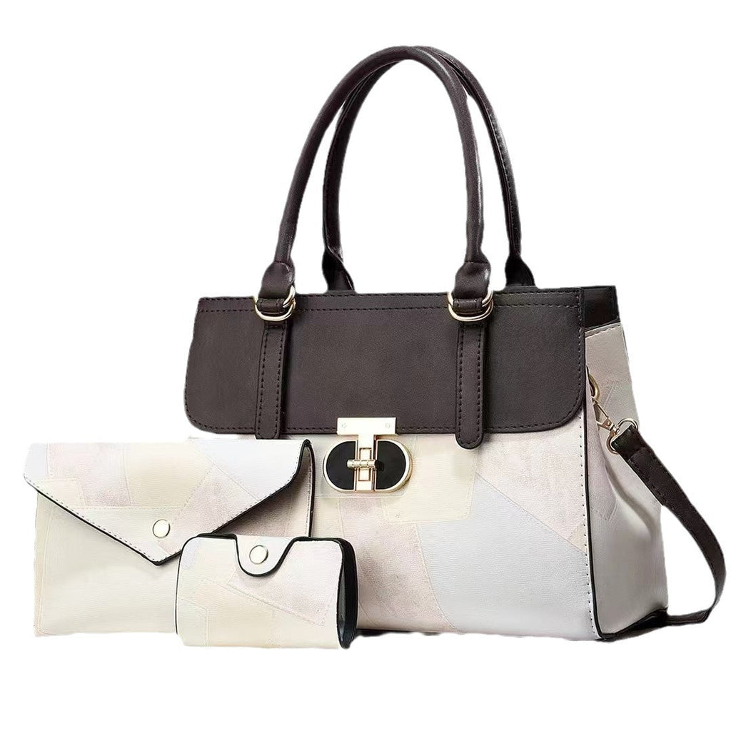 Fashionable New Contrast-color Patchwork Mother-and-child Bag THRU7