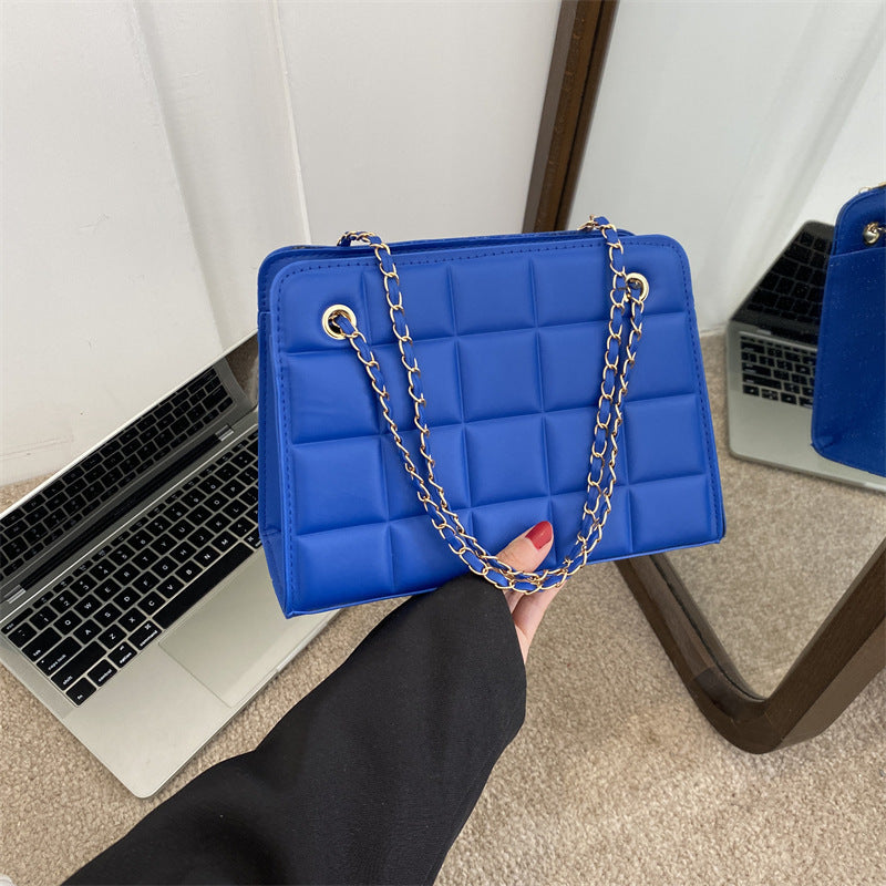 Plaid Bag Womens Small Diamond-Pattern Embroidered Grid Shoulder Bag THRU7
