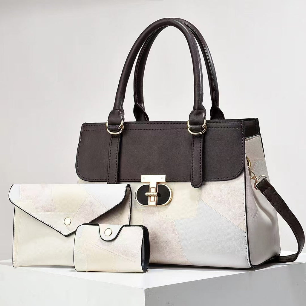 Fashionable New Contrast-color Patchwork Mother-and-child Bag THRU7