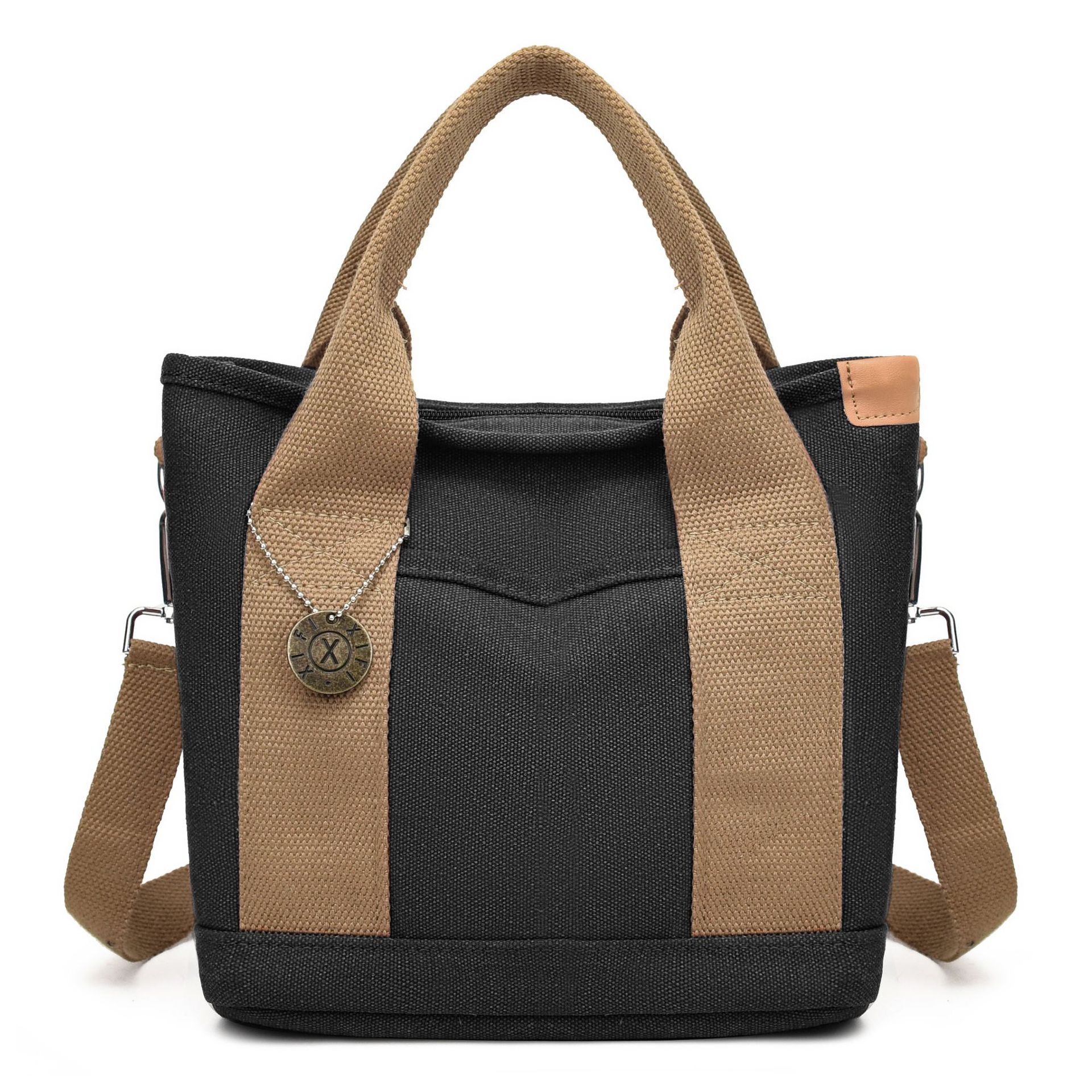 Women's Canvas Tote Bag With Contrasting Color Design THRU7