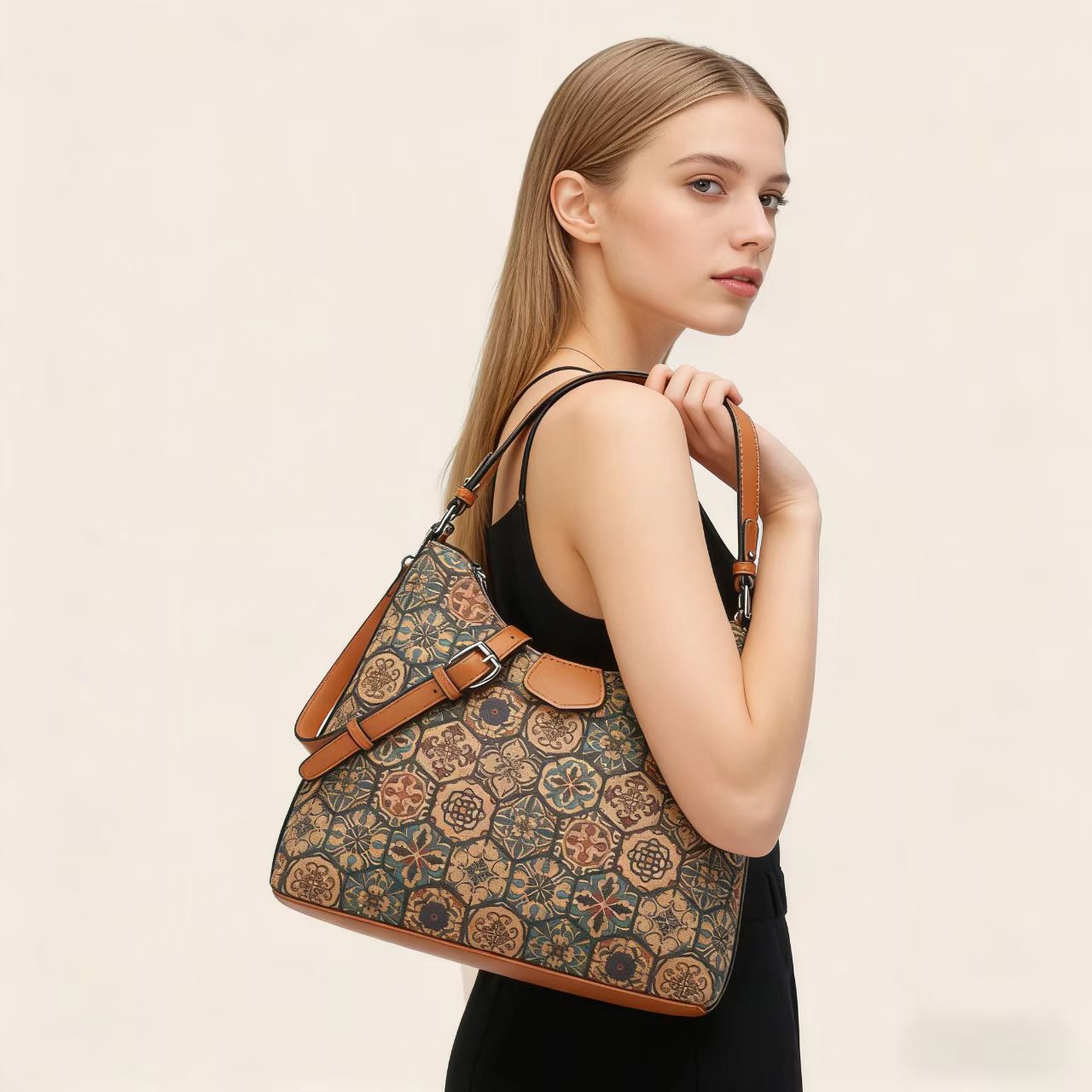 Retro-printed Ethnic-style Tote Shoulder Or Crossbody Bag THRU7