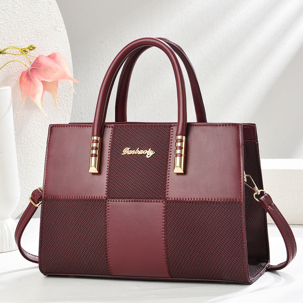 New Stylish Large-capacity Womens Tote Bag With A Bold Color-block Patchwork Design THRU7