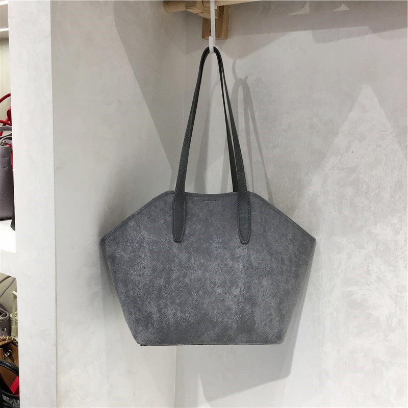 Fashionable Versatile Commuter Suede Fabric Shoulder Bag For Women THRU7