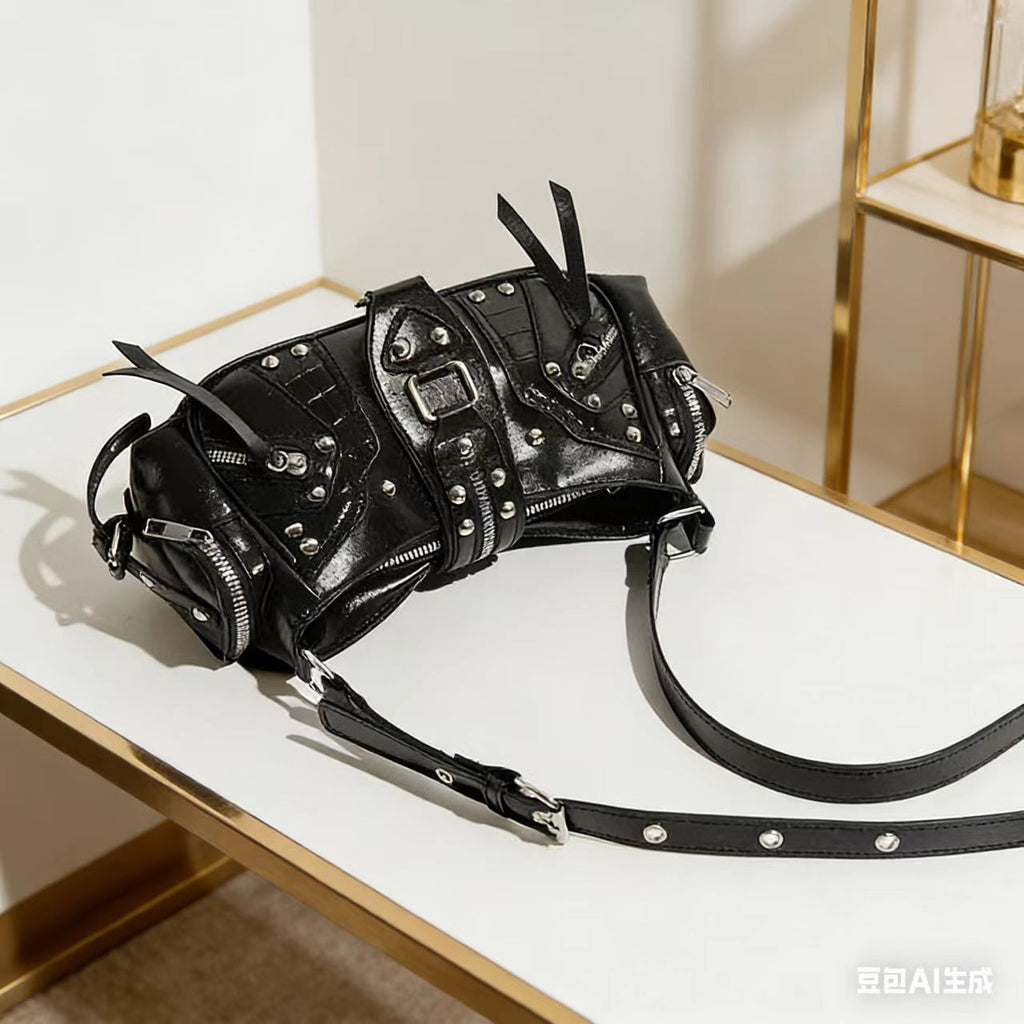 Edgy Y2k-style Single-shoulder Commuter Crossbody Biker Bag THRU7
