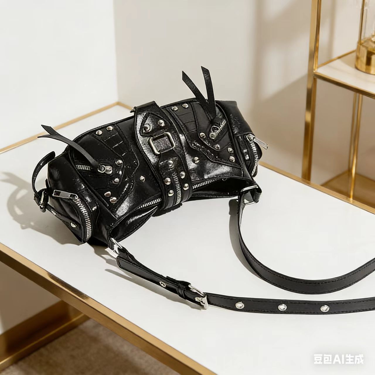 Edgy Y2k-style Single-shoulder Commuter Crossbody Biker Bag THRU7