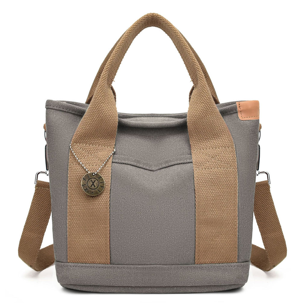 Women's Canvas Tote Bag With Contrasting Color Design THRU7