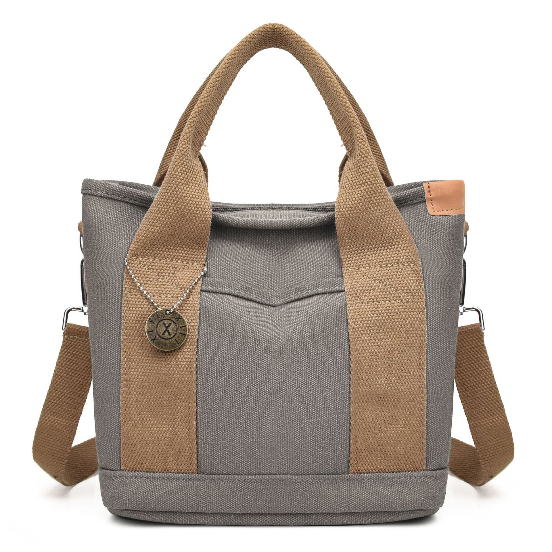 Women's Canvas Tote Bag With Contrasting Color Design THRU7