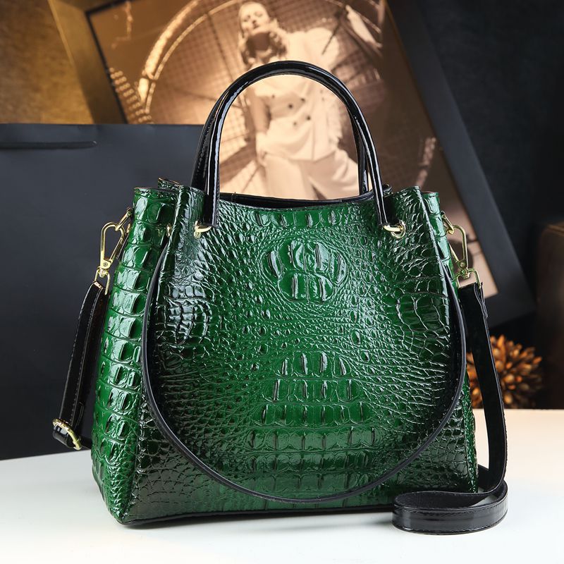 Stylish Textured And Colorful Crocodile-Print Womens Shoulder Bag THRU7