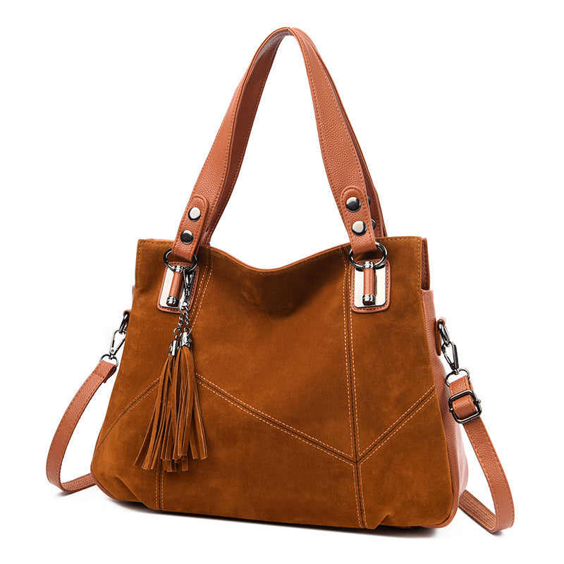 Womens Retro Tassel Zipper Suede Shoulder Crossbody Bag THRU7