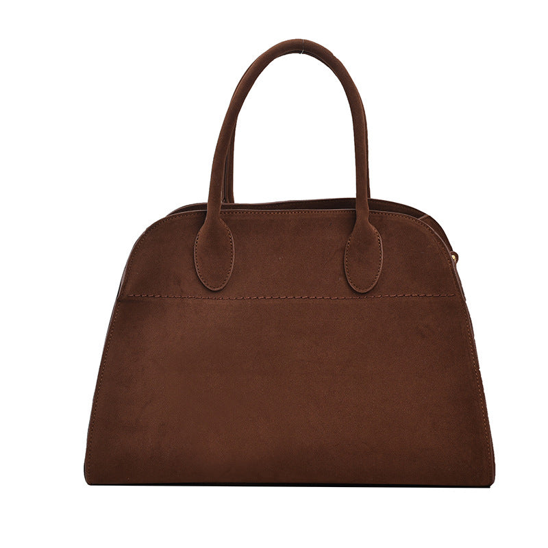 Retro-style High-capacity Suede-look Single-shoulder Tote Bag THRU7