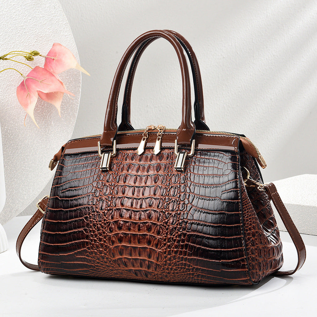 Patent Leather Large-Capacity Commuter Handbag European And American Style THRU7