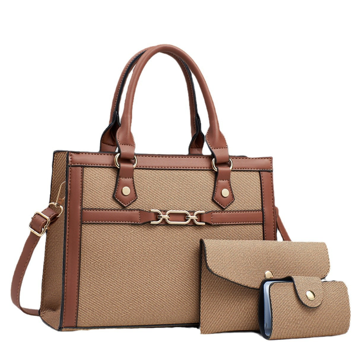 Stitching Contrast Color Fashion Mother-and-Child Bag Three-Piece Set THRU7