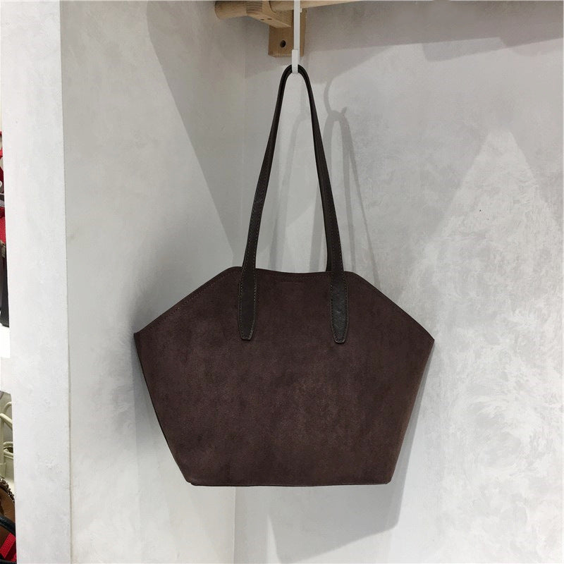 Fashionable Versatile Commuter Suede Fabric Shoulder Bag For Women THRU7