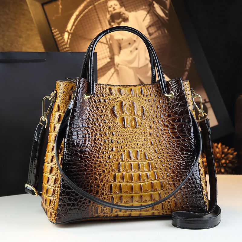 Stylish Textured And Colorful Crocodile-Print Womens Shoulder Bag THRU7