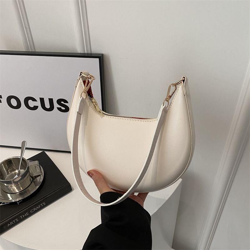 Niche Crescent New Simple All-Match Textured Shoulder Bag For Women THRU7