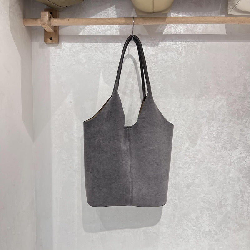 Deer-skin Suede Bucket BagAutumnwinter Underarmshoulder Bag For Women THRU7