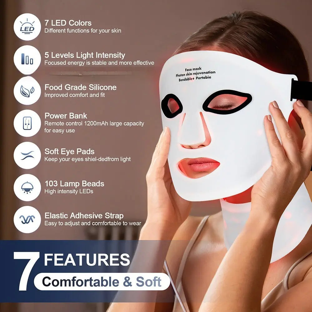 Silicone Facial Mask Rechargeable LED Photon Rejuvenation THRU7