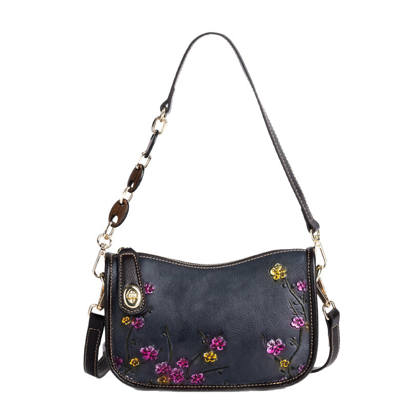 Retro First-Layer Cowhide Fashionable Simple Shoulder Bag THRU7