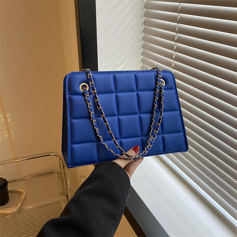 Plaid Bag Womens Small Diamond-Pattern Embroidered Grid Shoulder Bag THRU7