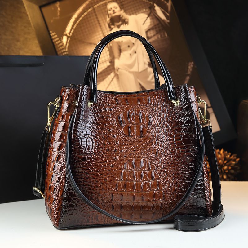 Stylish Textured And Colorful Crocodile-Print Womens Shoulder Bag THRU7