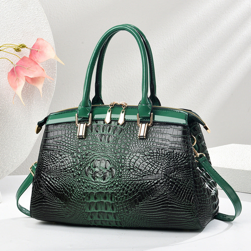 Patent Leather Large-Capacity Commuter Handbag European And American Style THRU7