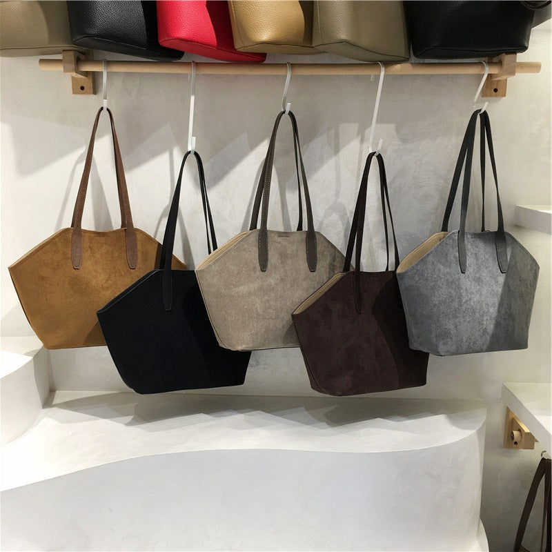 Fashionable Versatile Commuter Suede Fabric Shoulder Bag For Women THRU7