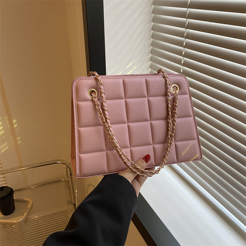 Plaid Bag Womens Small Diamond-Pattern Embroidered Grid Shoulder Bag THRU7