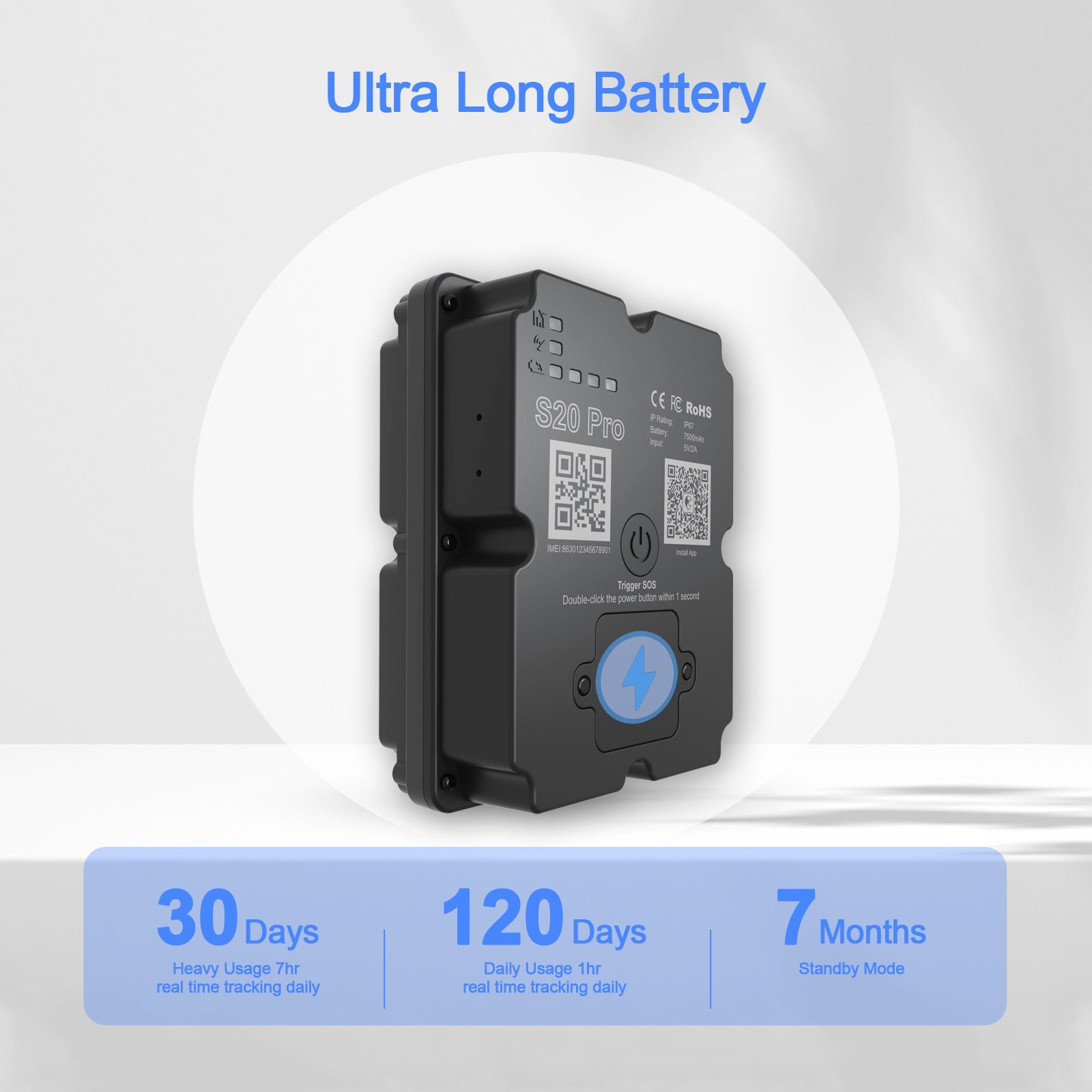 Long Battery 4G GPS Vehicle Tracker - Up To 30 Days Standby, Real-Time Tracking, Magnetic & Waterproof, Subscription Required THRU7