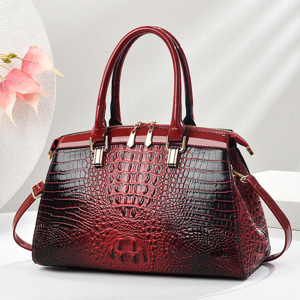 Patent Leather Large-Capacity Commuter Handbag European And American Style THRU7