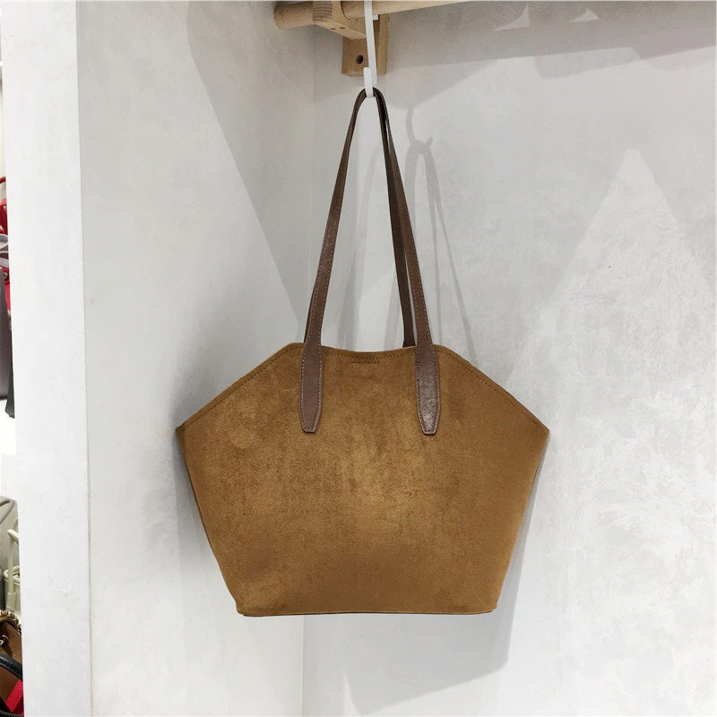 Fashionable Versatile Commuter Suede Fabric Shoulder Bag For Women THRU7