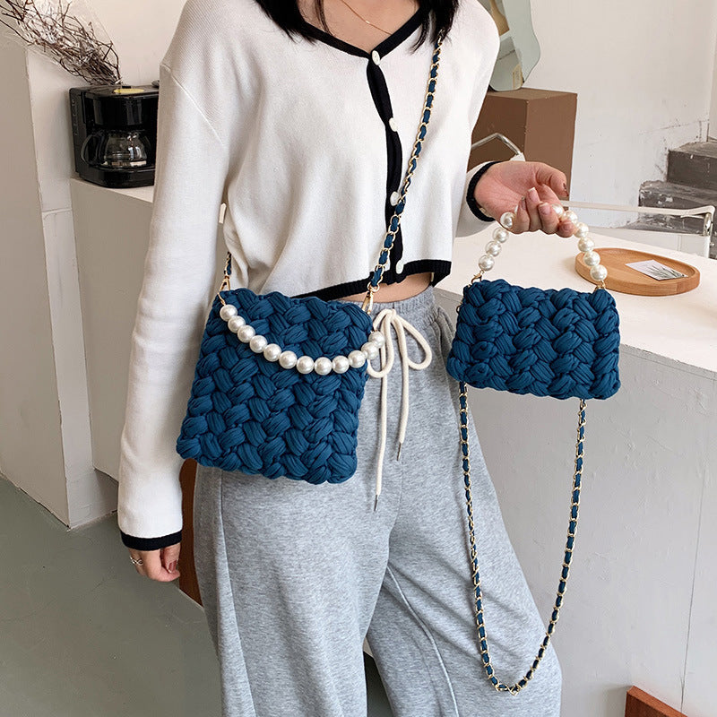 DIY Craft Kit Yarn, Crochet Hook, And Fabric Strips For Making A ShoulderCrossbody Bag THRU7