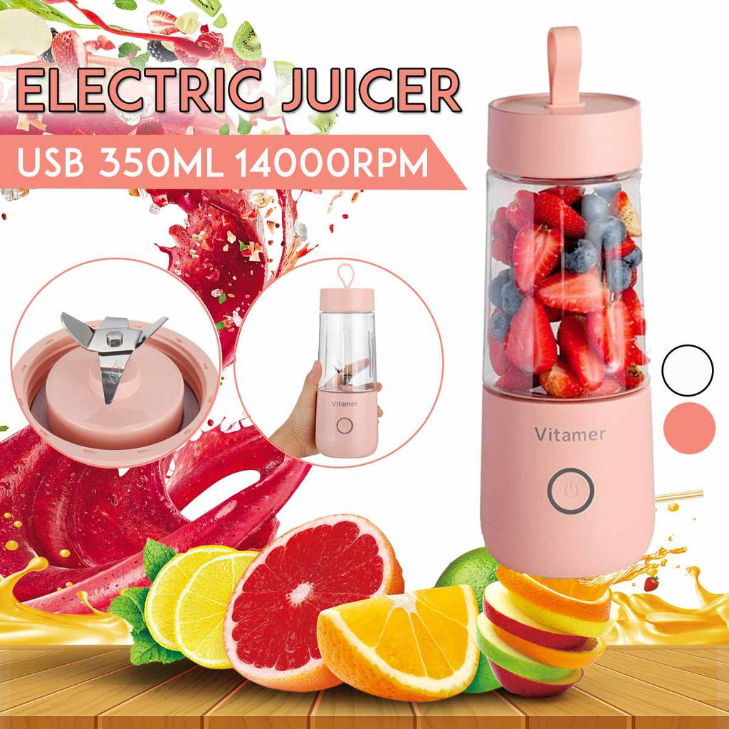350ml Portable Blender Juicer Electric USB Rechargeable Mixer Smoothie Slushy Cup Juice Blender Bottle USB Charging Kitchen Gadgets THRU7