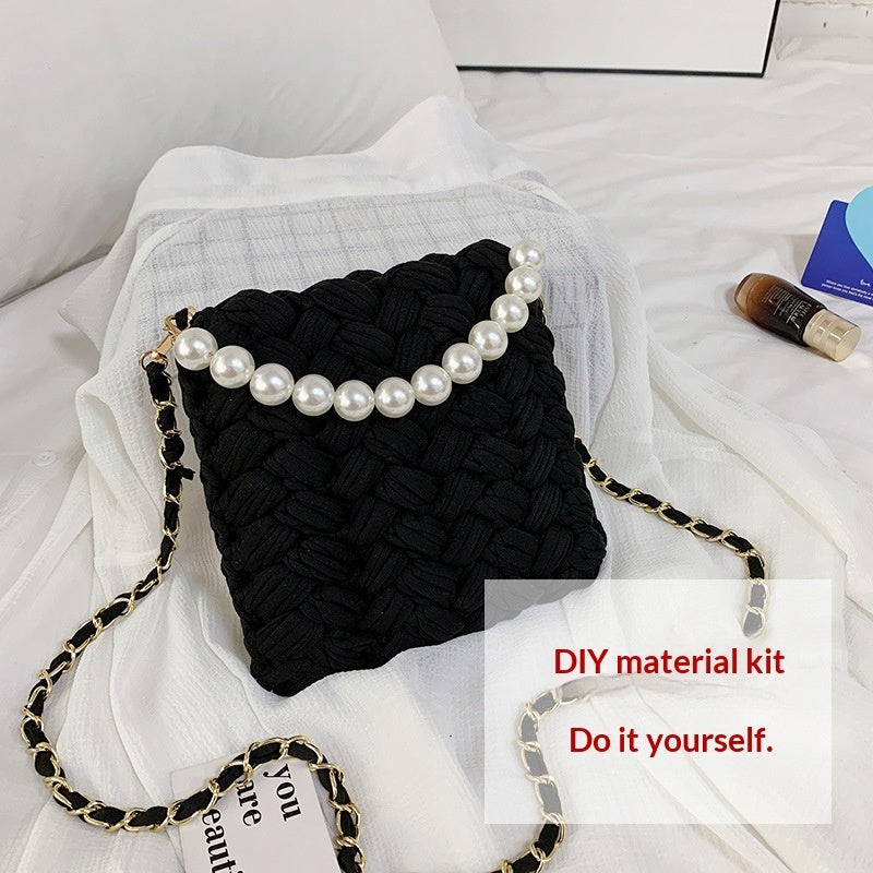 DIY Craft Kit Yarn, Crochet Hook, And Fabric Strips For Making A ShoulderCrossbody Bag THRU7