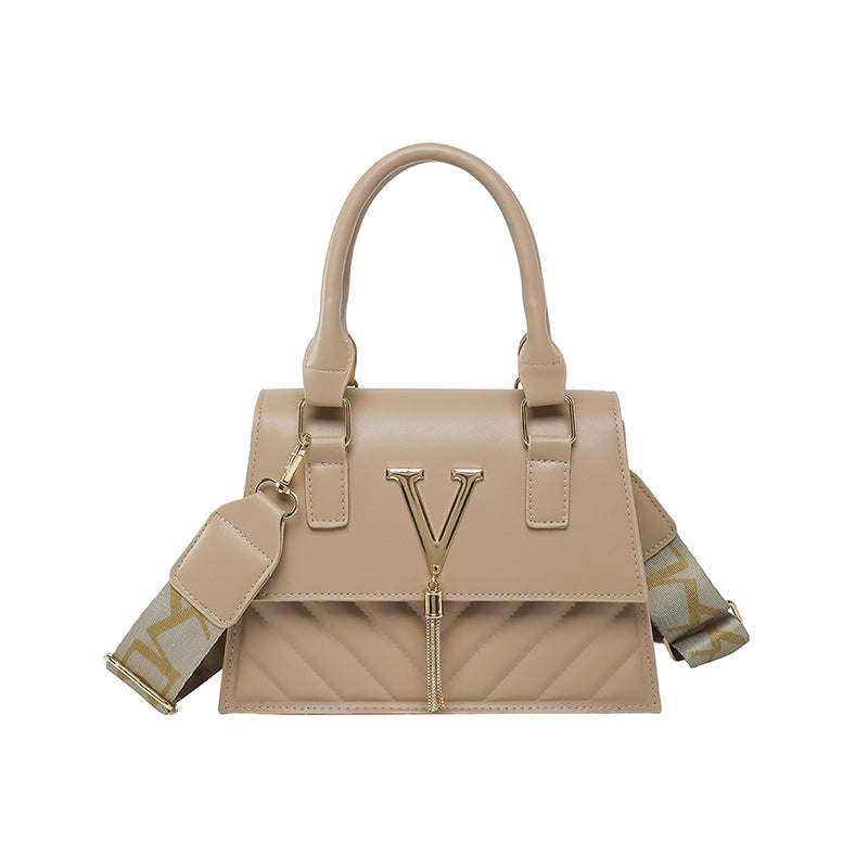 Womens Fashion Solid-Color Tassel Crossbody Bag THRU7