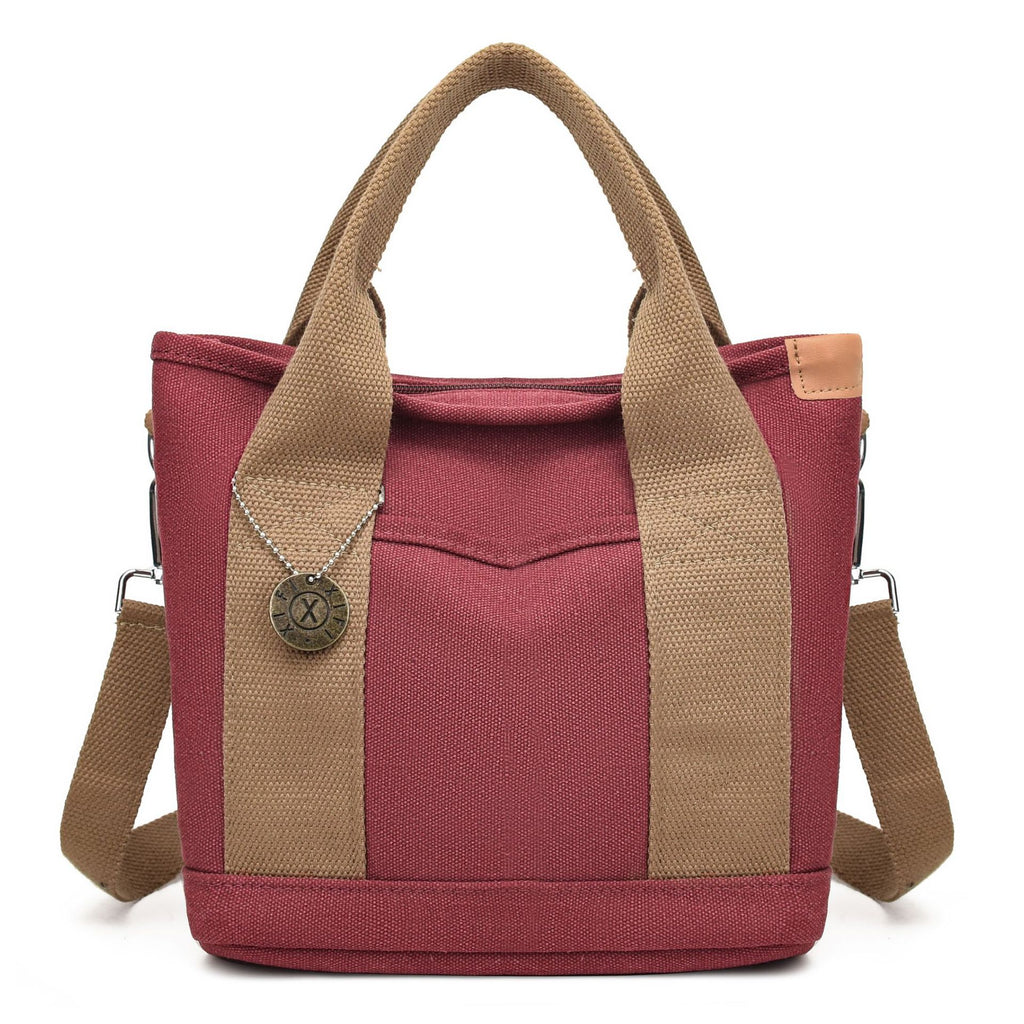 Women's Canvas Tote Bag With Contrasting Color Design THRU7