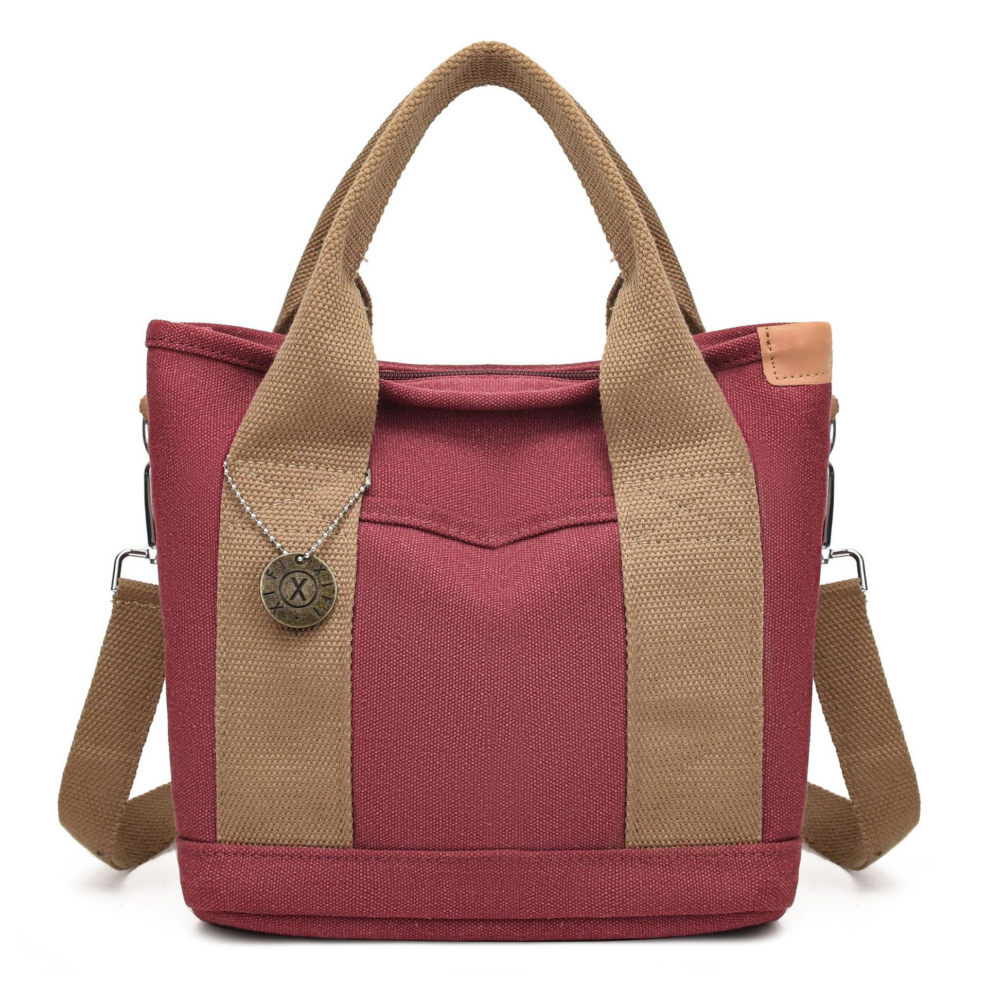 Women's Canvas Tote Bag With Contrasting Color Design THRU7