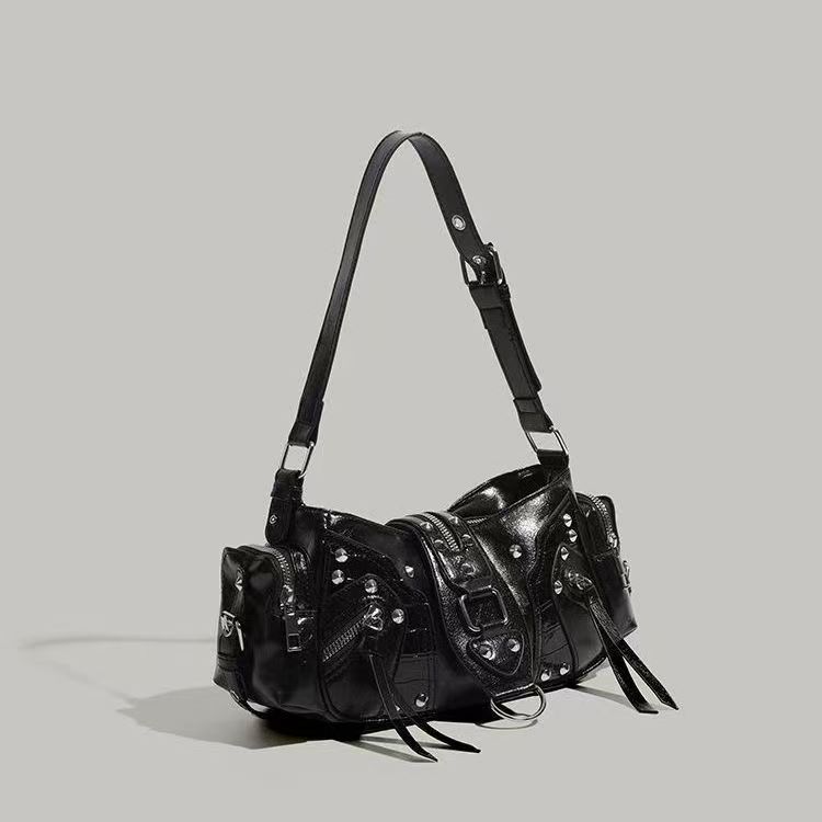 Edgy Y2k-style Single-shoulder Commuter Crossbody Biker Bag THRU7