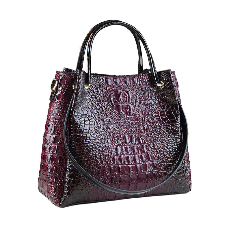 Stylish Textured And Colorful Crocodile-Print Womens Shoulder Bag THRU7