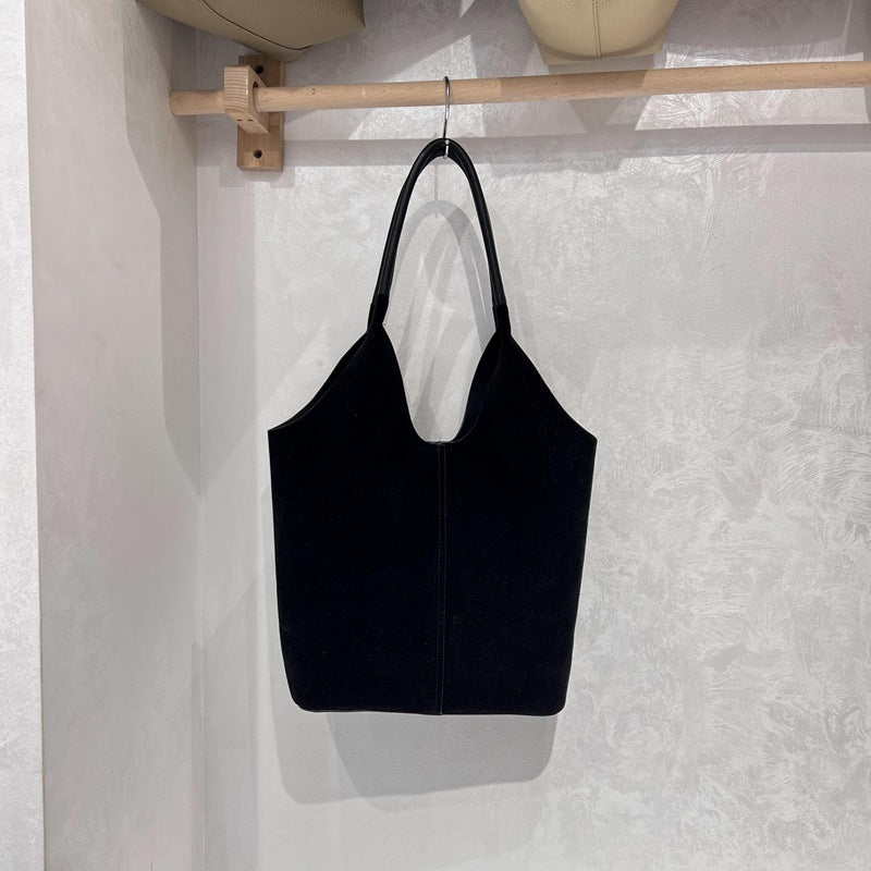 Deer-skin Suede Bucket BagAutumnwinter Underarmshoulder Bag For Women THRU7