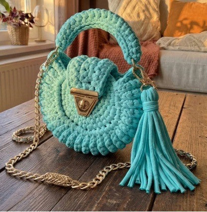 Bohemian Womens Solid-Colored Fabric-Strap Crochet Bag THRU7
