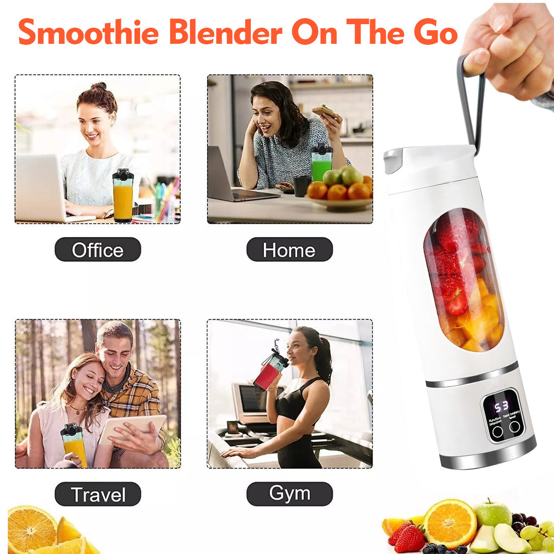Portable USB Rechargeable Juicer Cup Electric Mixer Blender Smoothie Maker 450ml THRU7