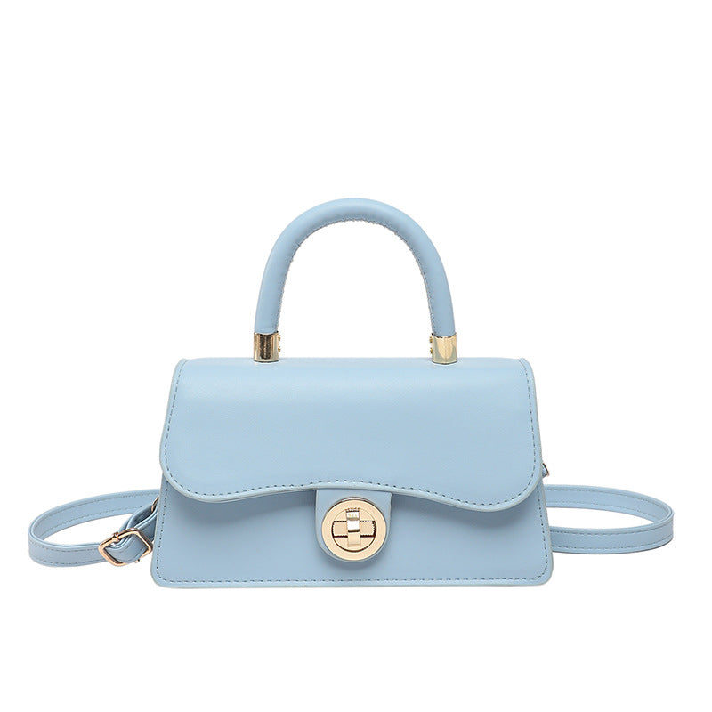 Spring Womens Commuter Light-Luxury Solid-Colored Crossbody Bag With Lock Closure THRU7