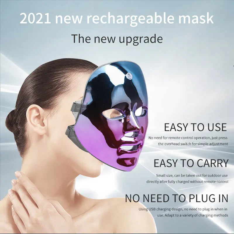 LED Rechargeable Face Mask Acne And Freckles Led Color Light Mask THRU7