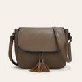 European And American-style Fashionable Flip-top Saddle Bag With Tassels THRU7