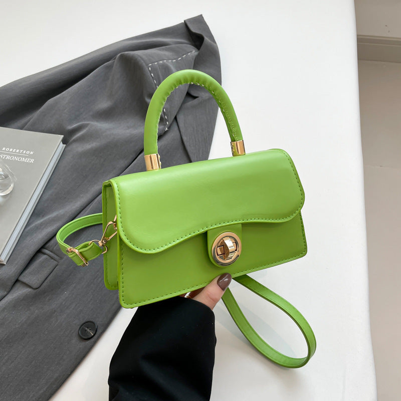Spring Womens Commuter Light-Luxury Solid-Colored Crossbody Bag With Lock Closure THRU7