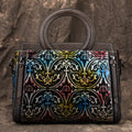 Retro First-Layer Cowhide Embossed Handbag Shoulder Crossbody Bag THRU7