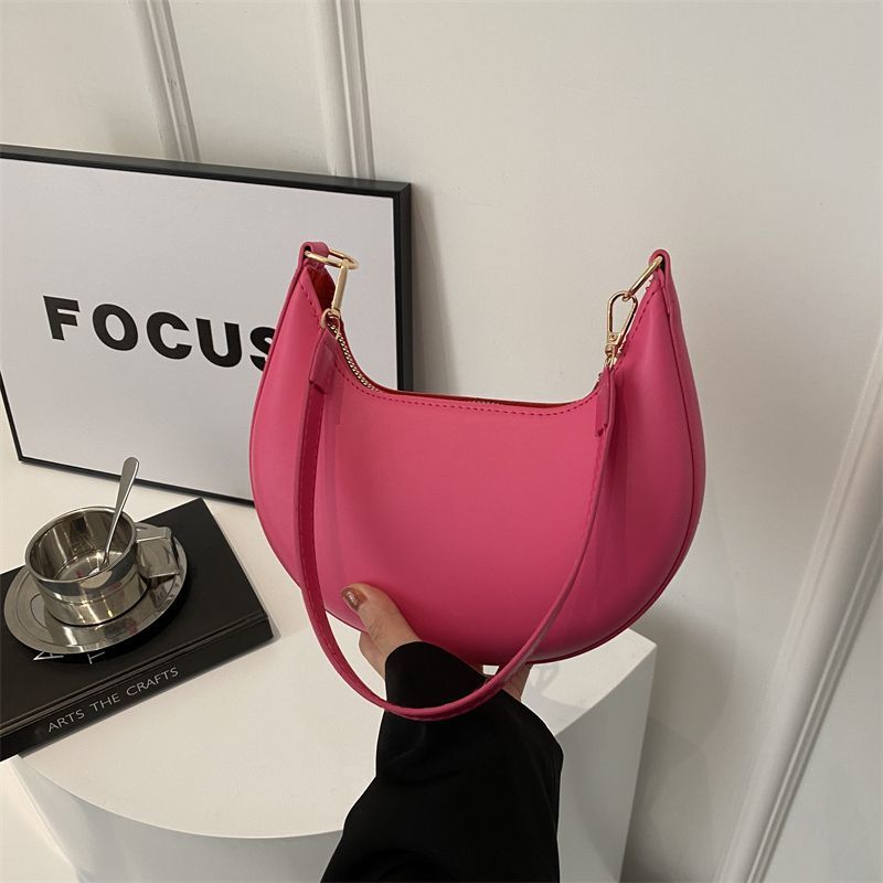 Niche Crescent New Simple All-Match Textured Shoulder Bag For Women THRU7